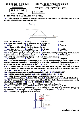 Đề kiểm tra học kỳ I môn Hóa học Lớp 11 - Mã đề 301 - Năm học 2018-2019 - Sở giáo dục và đào tạo Quảng Nam